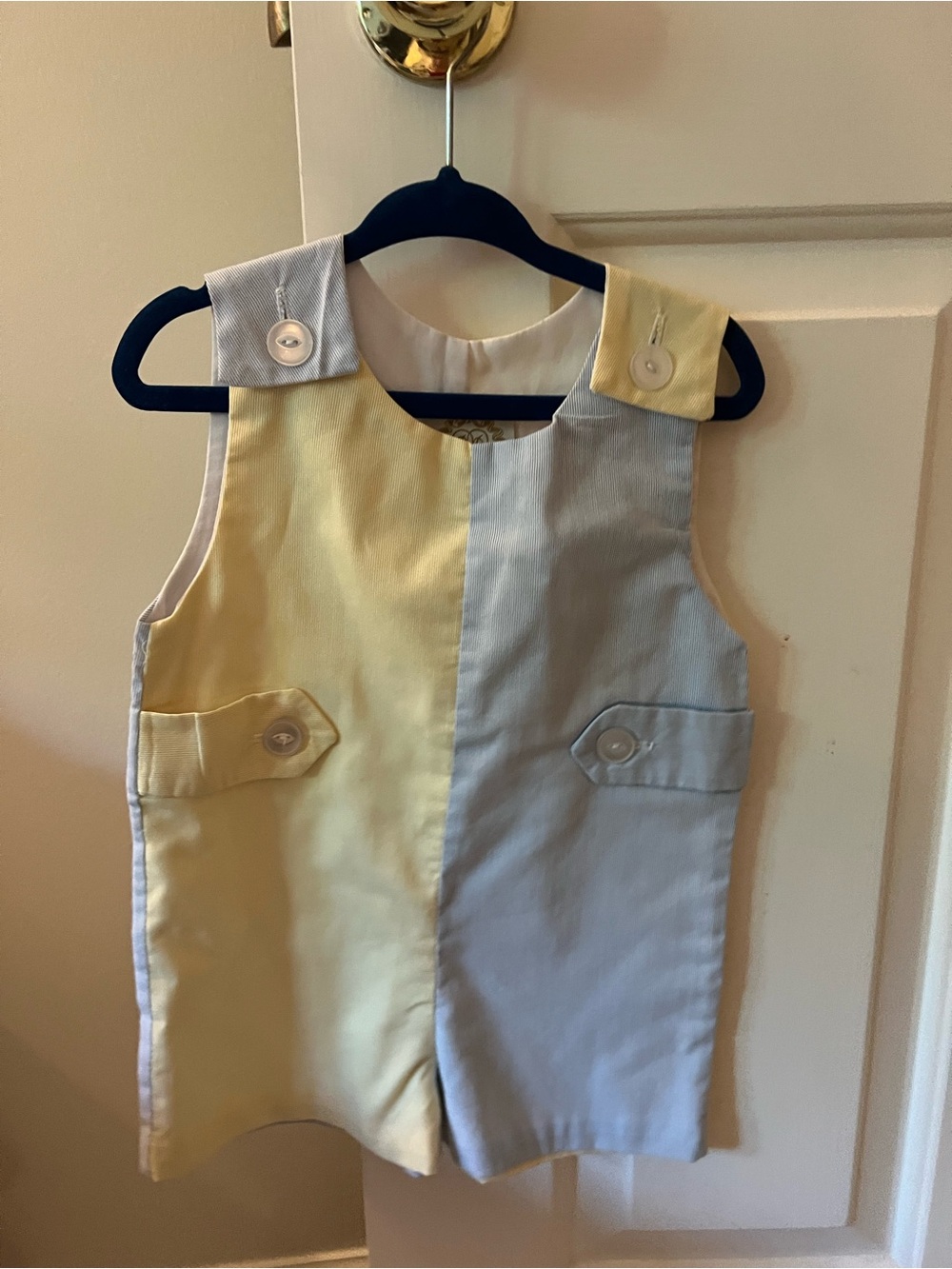 Beaufort Bonnet Colorblock Yellow and Light Blue Toddler Romper